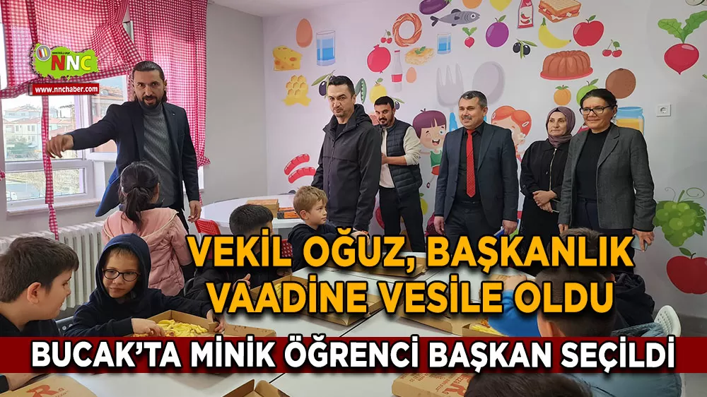Bucak’ta minik öğrenci başkan seçildi Vekil Mustafa Oğuz, başkanlık vaadine vesile oldu