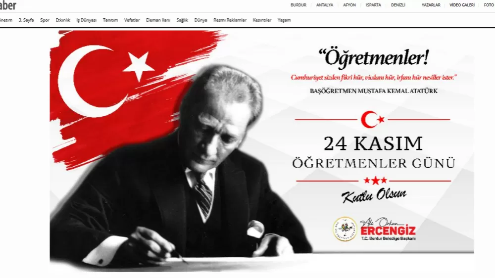 Burdur Belediyesi 24 Kasım Öğretmenler Günü Banner