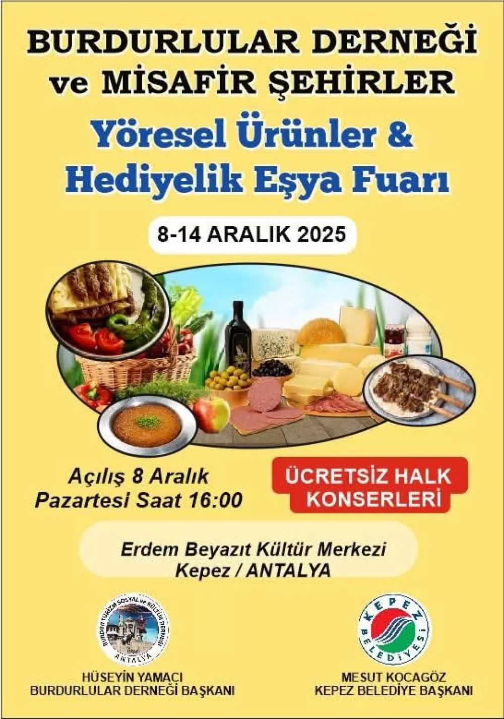 Kepez’de Burdurlular Derneği yöresel ürünler fuarı bugün başlıyor