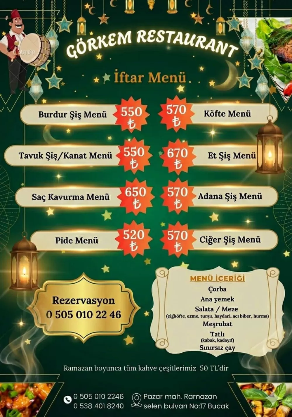 Başlangıçtan tatlıya tam bir ziyafet Görkem Restaurant'ta 8 farklı iftar menüsü