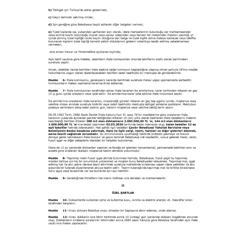 Çavdır Belediyesi ihaleyi duyurdu! Dükkanlar kiralanıyor