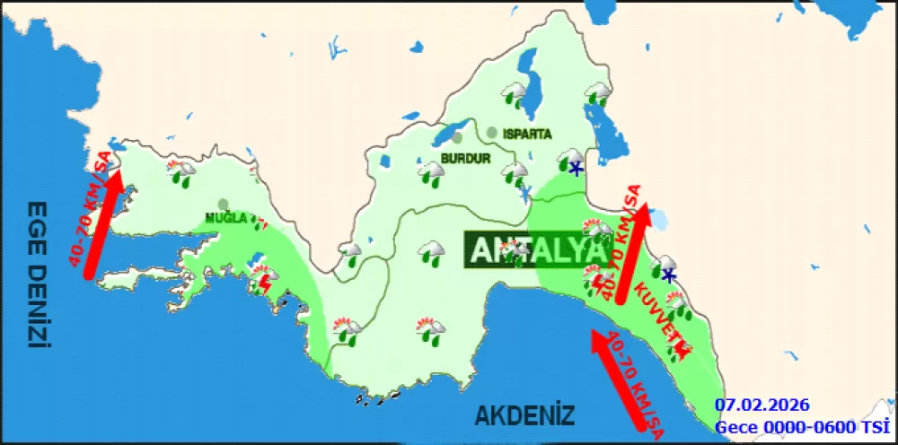 Burdur'da 7 Şubat Cumartesi günü 5 Günlük Tahmin ve Kuvvetli Rüzgar Uyarısı