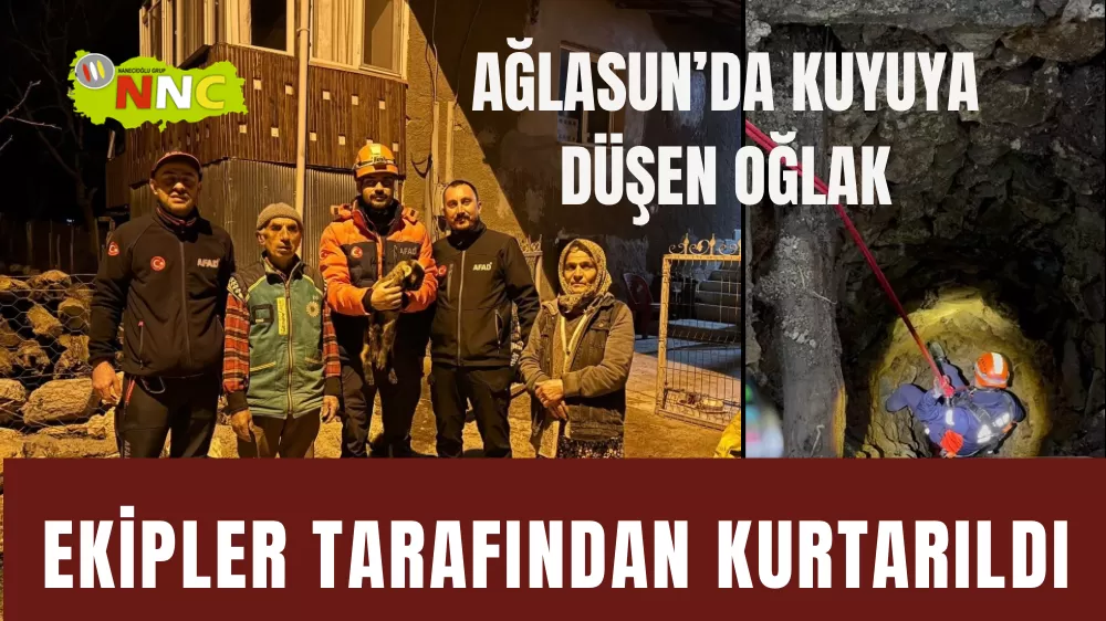 Ağlasun’da kuyuya düşen oğlak ekipler tarafından kurtarıldı