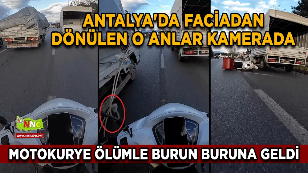 Antalya'da faciadan dönülen o anlar kamerada Motokurye ölümle burun buruna geldi