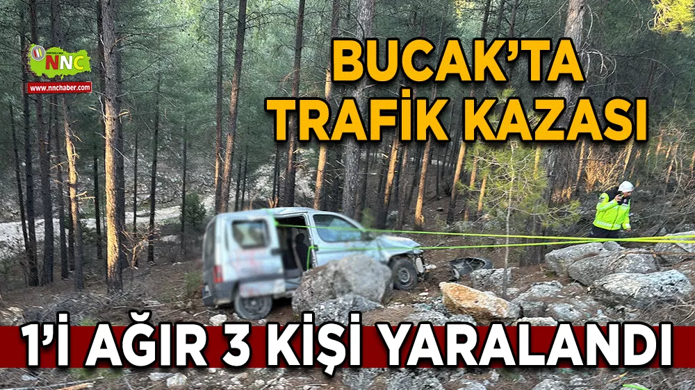 Bucak'ta araç engebeli ormanlık alana savruldu
