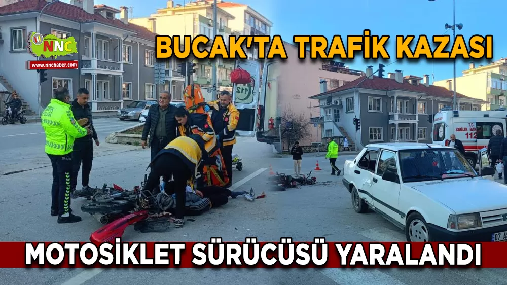 Bucak'ta trafik kazası Motosiklet sürücüsü yaralandı