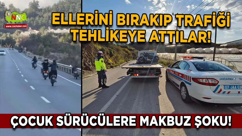 Ellerini bırakıp trafiği tehlikeye attılar! Çocuk sürücülere makbuz şoku!