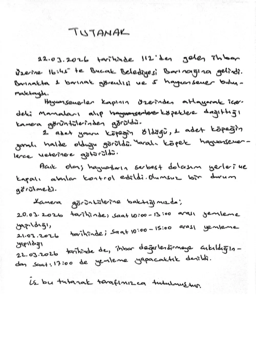 Bucak hayvan barınağına ilişkin resmi tutanaklar ortaya çıktı