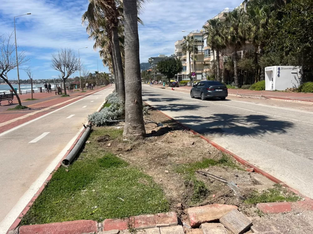 Antalya Alanya'da Otomobil yoldan çıktı elektrik direğine çarptı 2 yaralı 