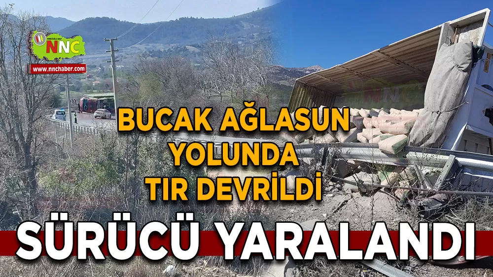 Ağlasun’da Çimento Yüklü Tır Devrildi: U Virajında Kaza!