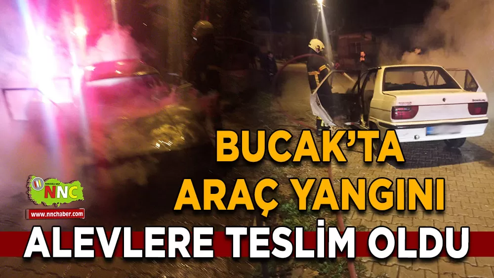 Bucak’ta gece yarısı araç yangını İtfaiye ekipleri müdahale etti