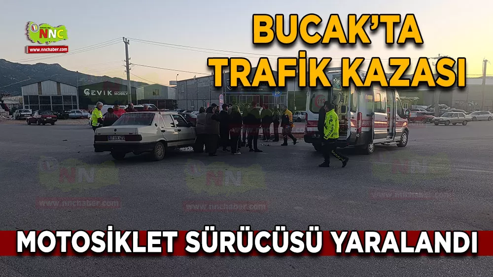 Bucak'ta otomobil ile motosiklet çarpıştı 1 Yaralı