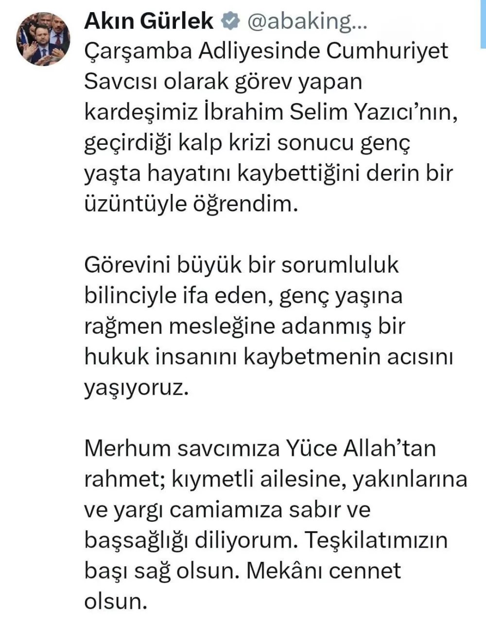 Samsun Çarşamba genç Cumhuriyet Savcısı  İbrahim Selim Yazıcı Kalbine yenik düştü 