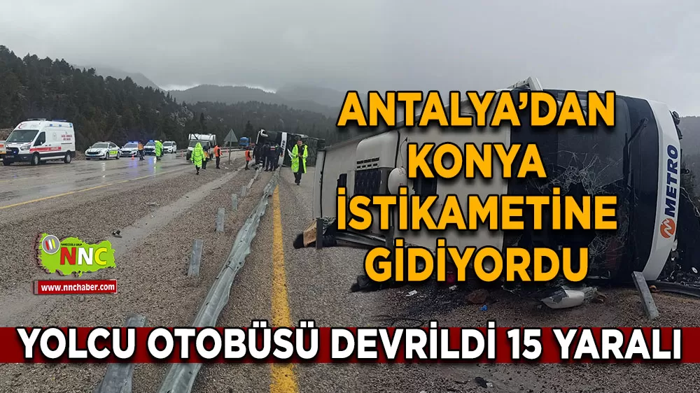 Konya Seydişehir’de yolcu otobüsü devrildi 15 yaralı