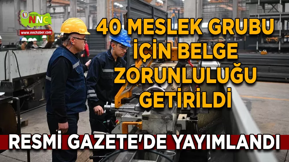Resmi Gazete'de yayımlandı 40 meslek grubu için belge zorunluluğu getirildi