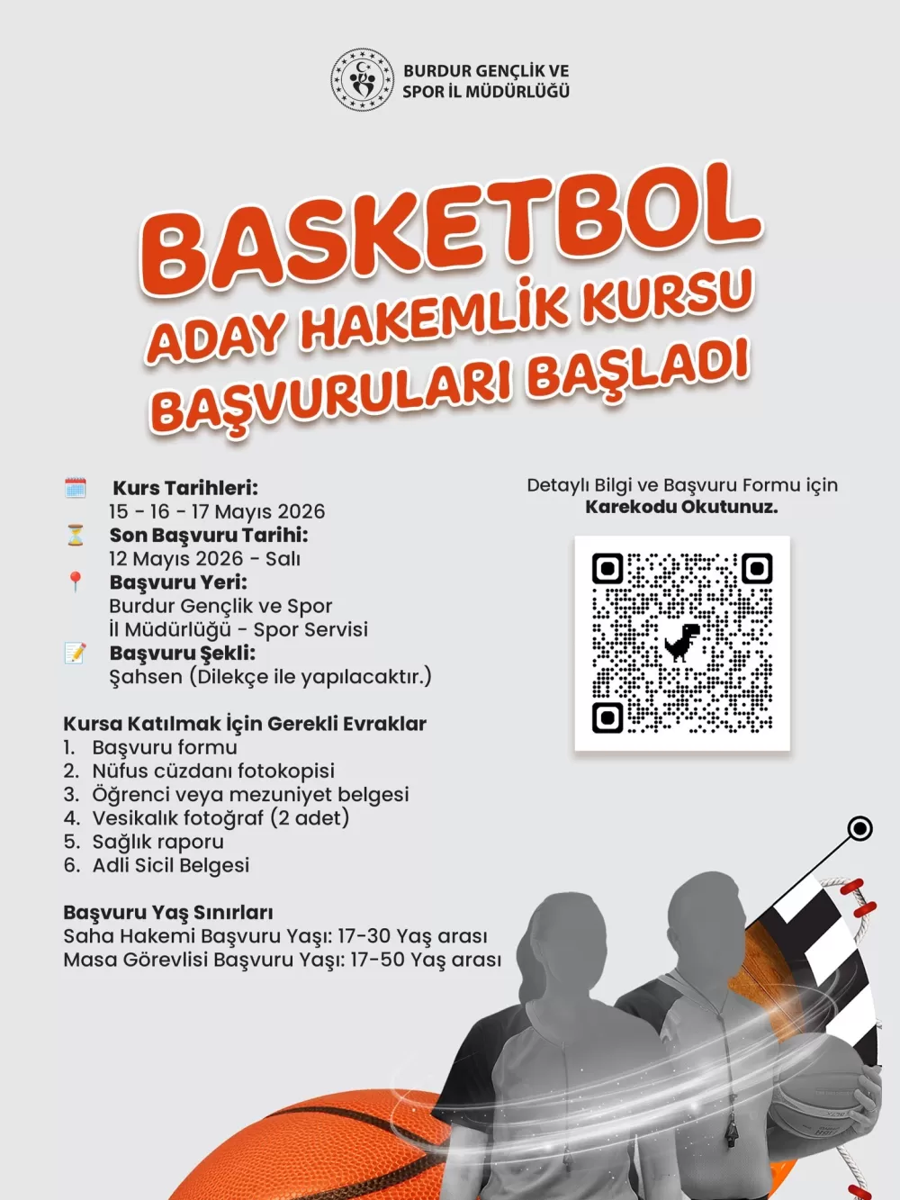Burdur’da Basketbol Hakemlik Kursu Başlıyor