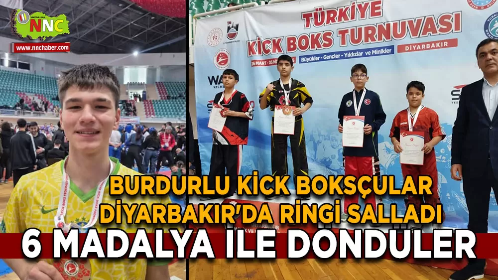 Burdurlu kick boksçular Diyarbakır'da ringi salladı! 6 madalya ile döndüler