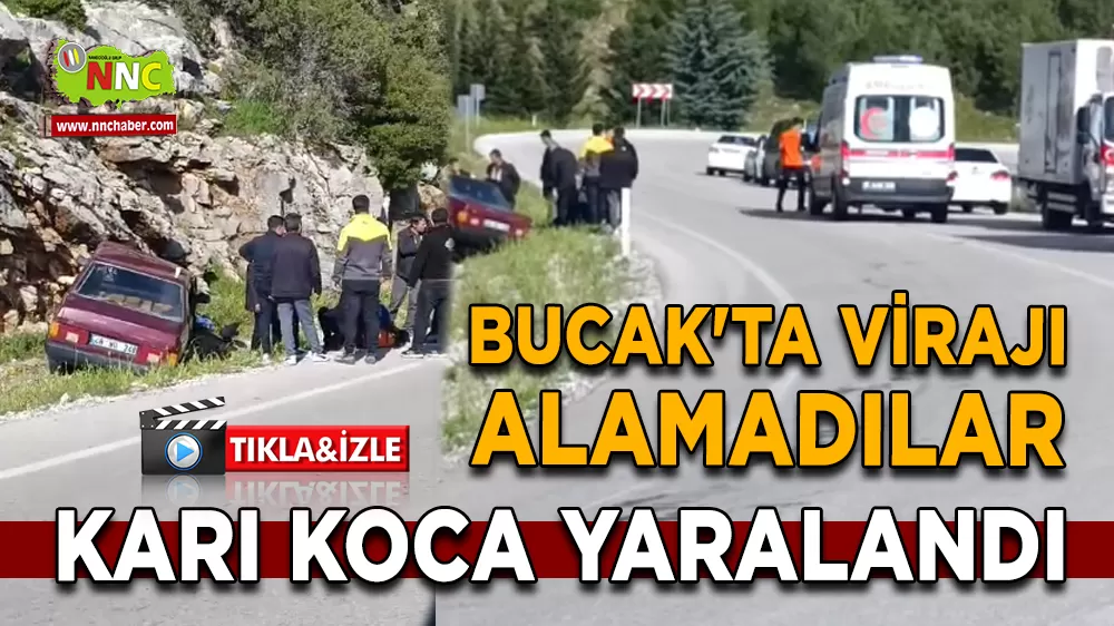 Bucak'ta virajı alamayan araç kaza yaptı