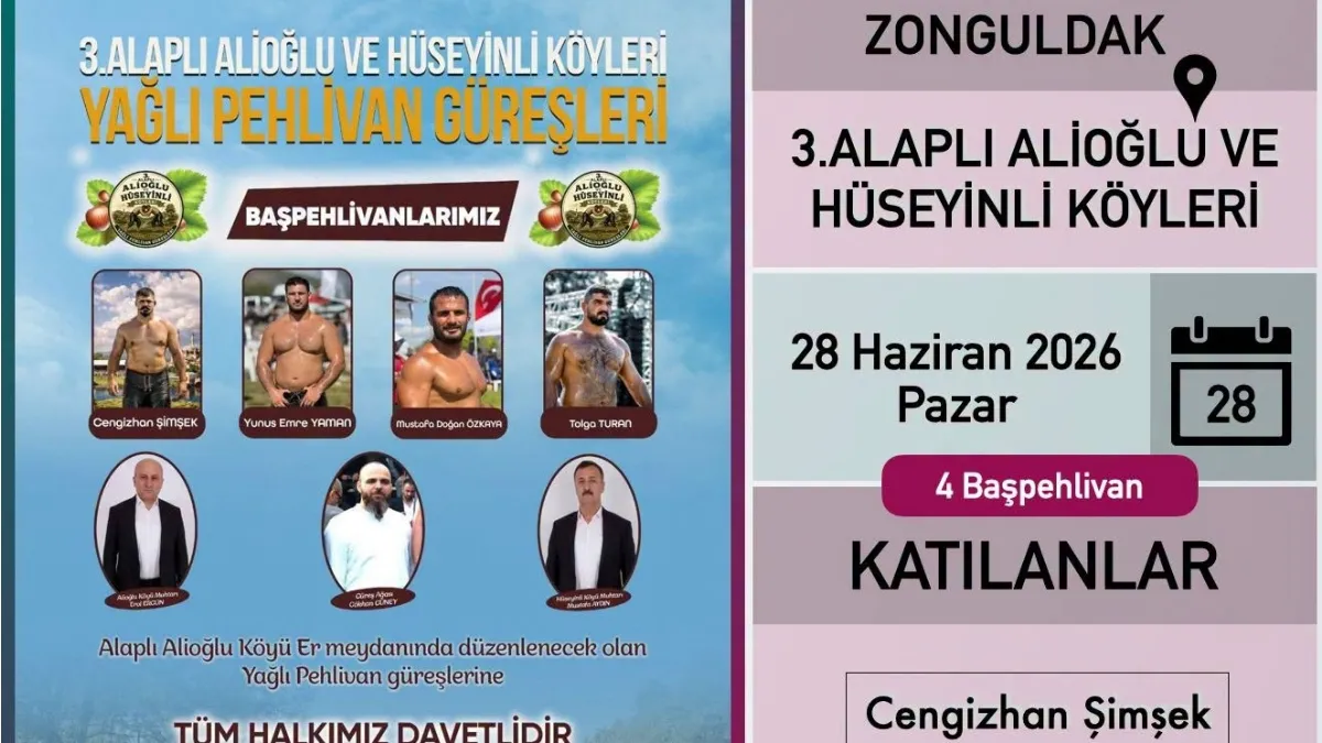 28 Haziran 2026 Zonguldak Alaplı Alioğlu ve Hüseyinli Köyleri Yağlı Güreşleri Canlı İzle: Alaplı Güreşleri Hangi Kanalda?