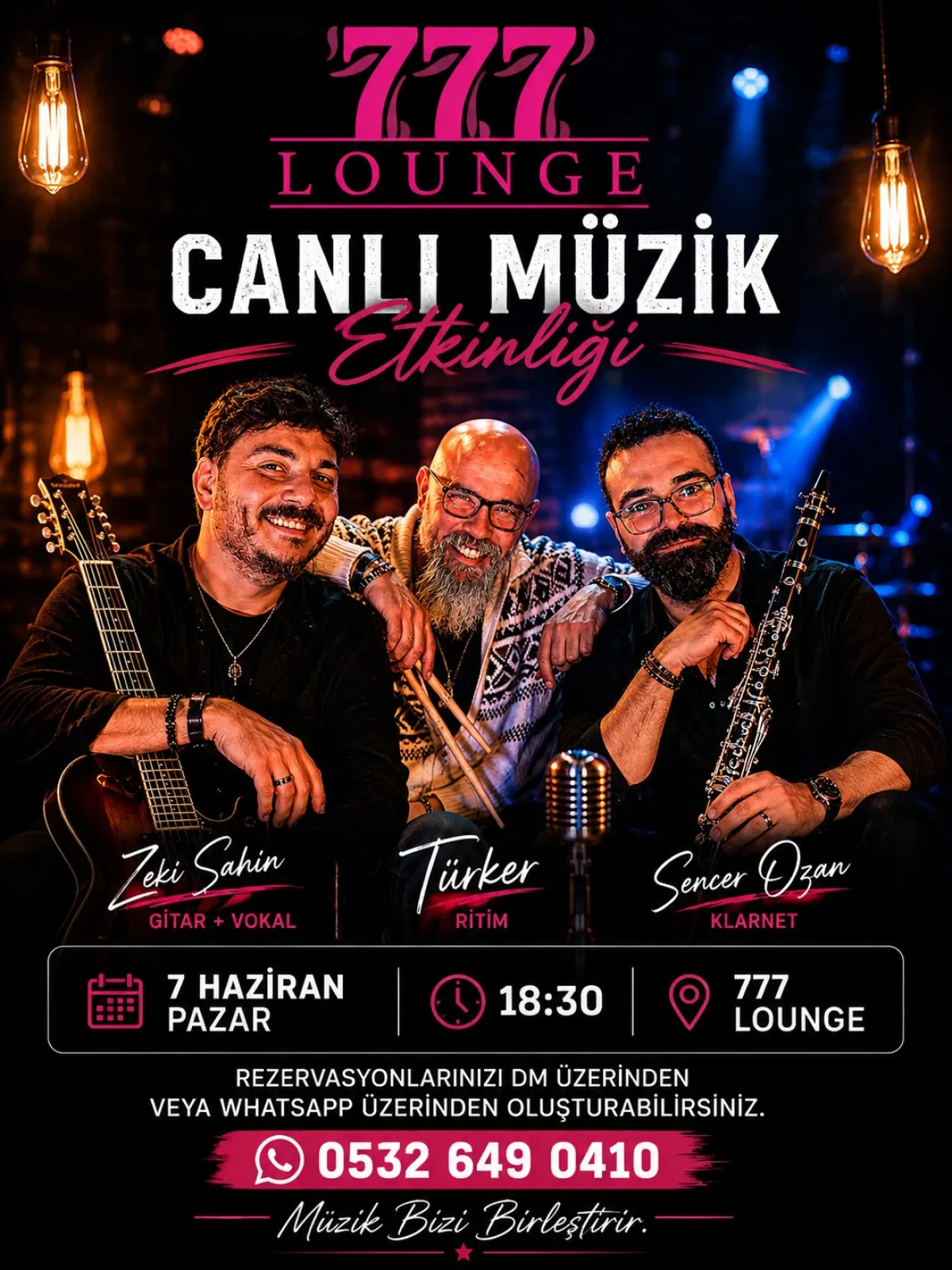 777 Lounge’da Pazar Günü Canlı Müzik Rüzgarı Esecek