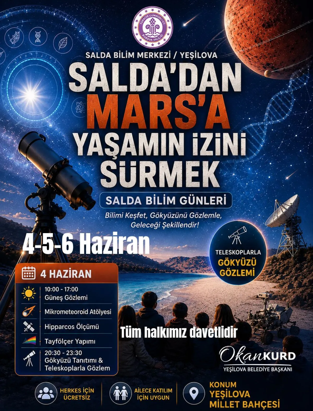 Burdur Salda Bilim Günleri Yeşilova’da Başlıyor