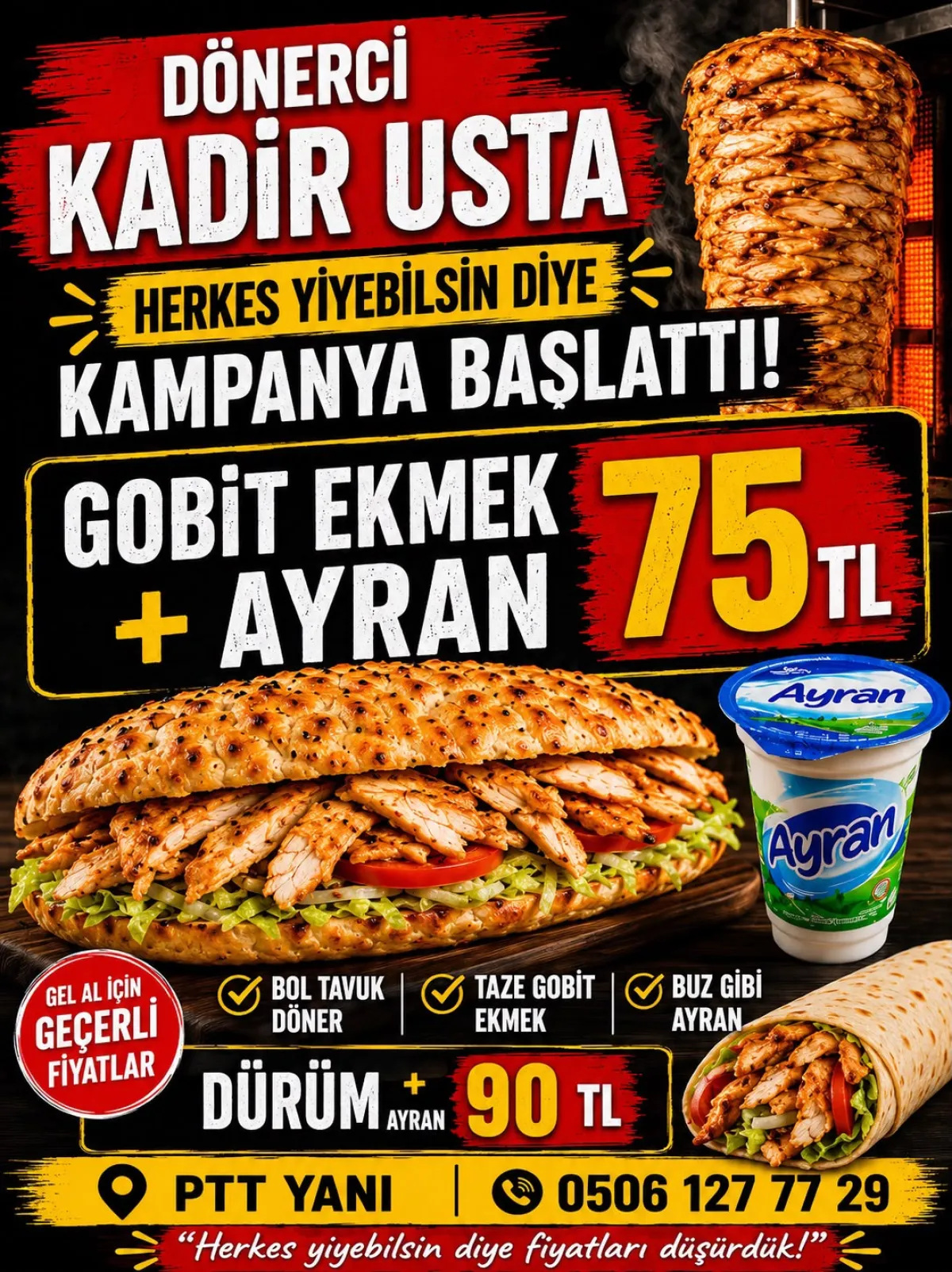 Dönerci Kadir Usta'dan herkes yesin diye dev menü kampanyası