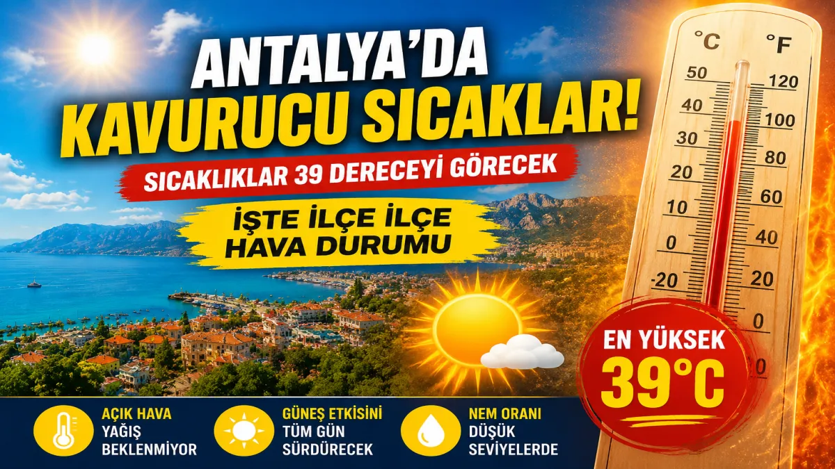 Antalya'da 29 Haziran hava durumu İlçe ilçe sıcaklıklar 39 dereceye ulaşıyor