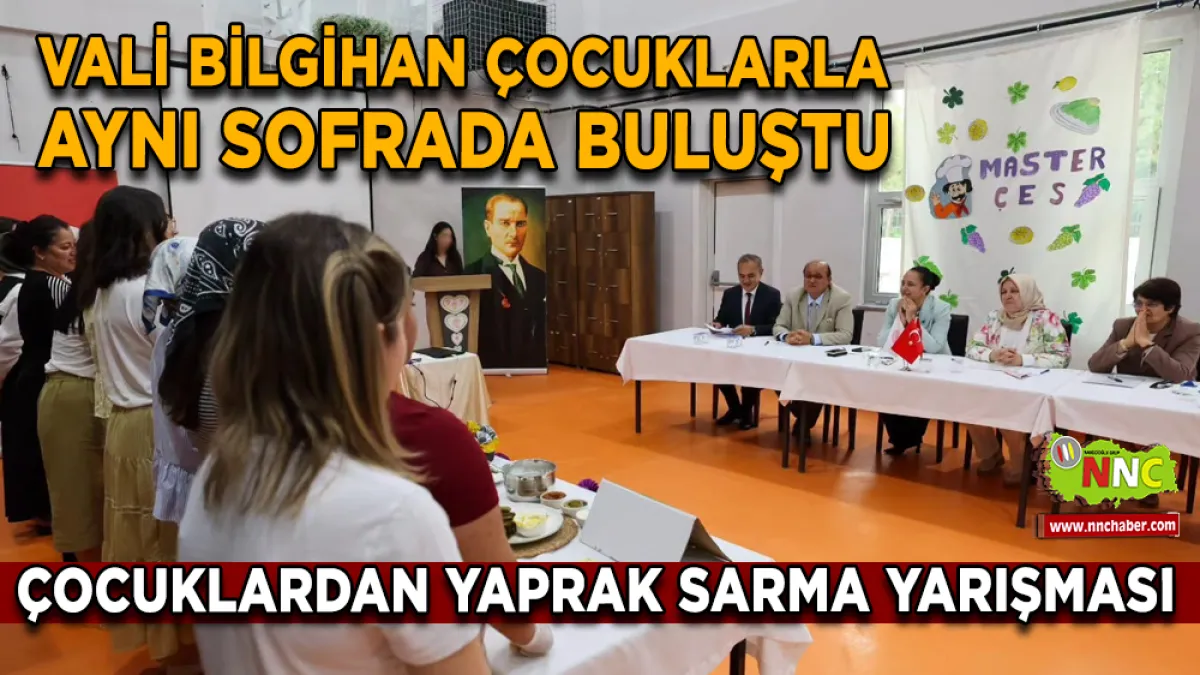 Burdur’da çocuklardan yaprak sarma yarışması