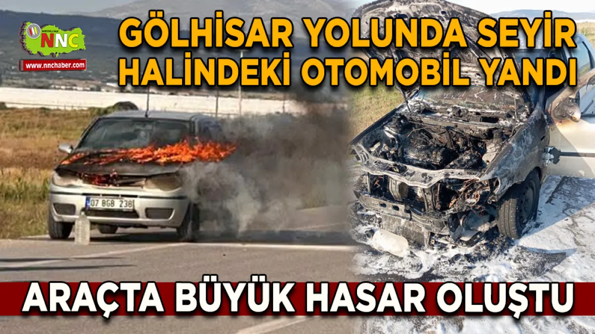 Burdur-Gölhisar Yolunda Seyir Halindeki Otomobil Yandı