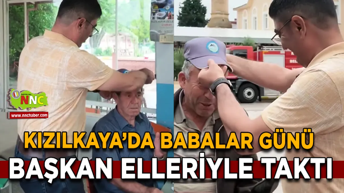 Kızılkaya Belediyesi’nden babalara şapka hediyesi
