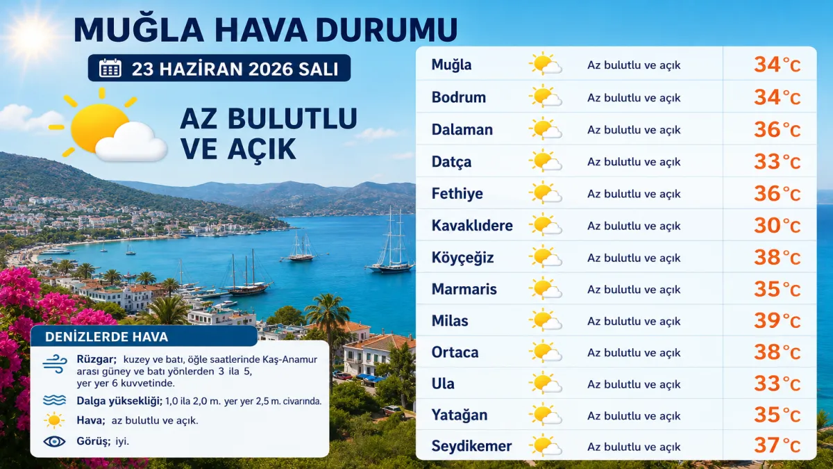 Muğla’da sıcaklıklar 39 dereceye çıkacak! İşte 23 Haziran hava durumu