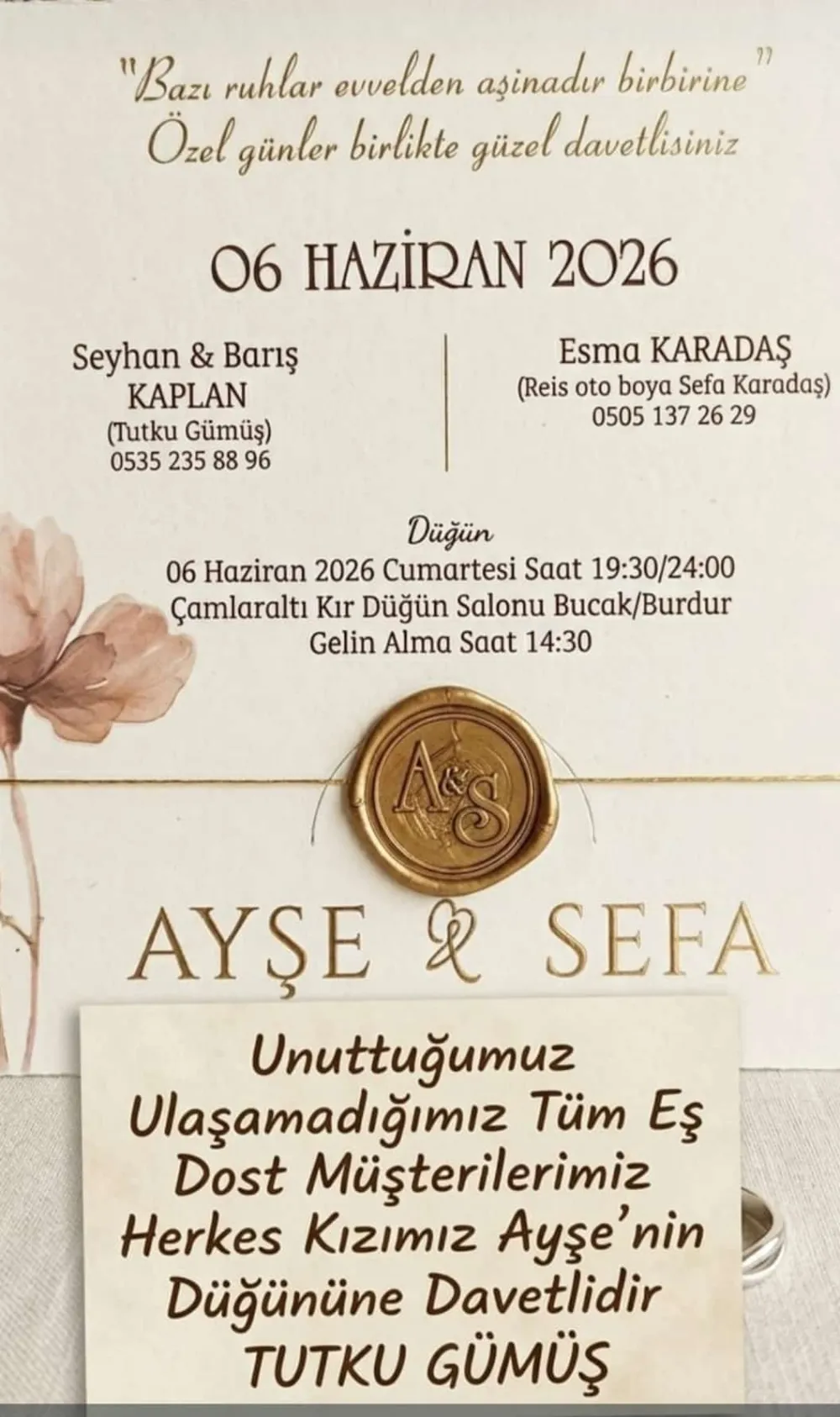 Burdur Bucak’ta düğün daveti! Ayşe ile Sefa mutluluğa 'Evet' diyecek