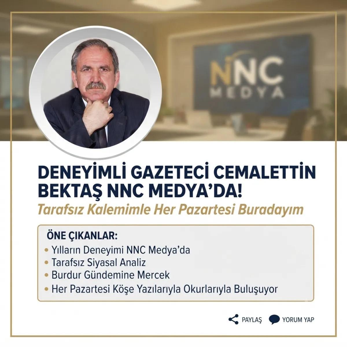 Deneyimli Kalem Cemalettin Bektaş, NNC Medya Okurlarıyla Buluşuyor