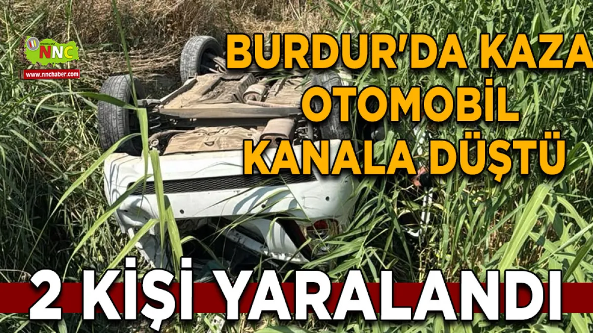Burdu'da kaza otomobil kanala düştü 2 Kişi yaralandı