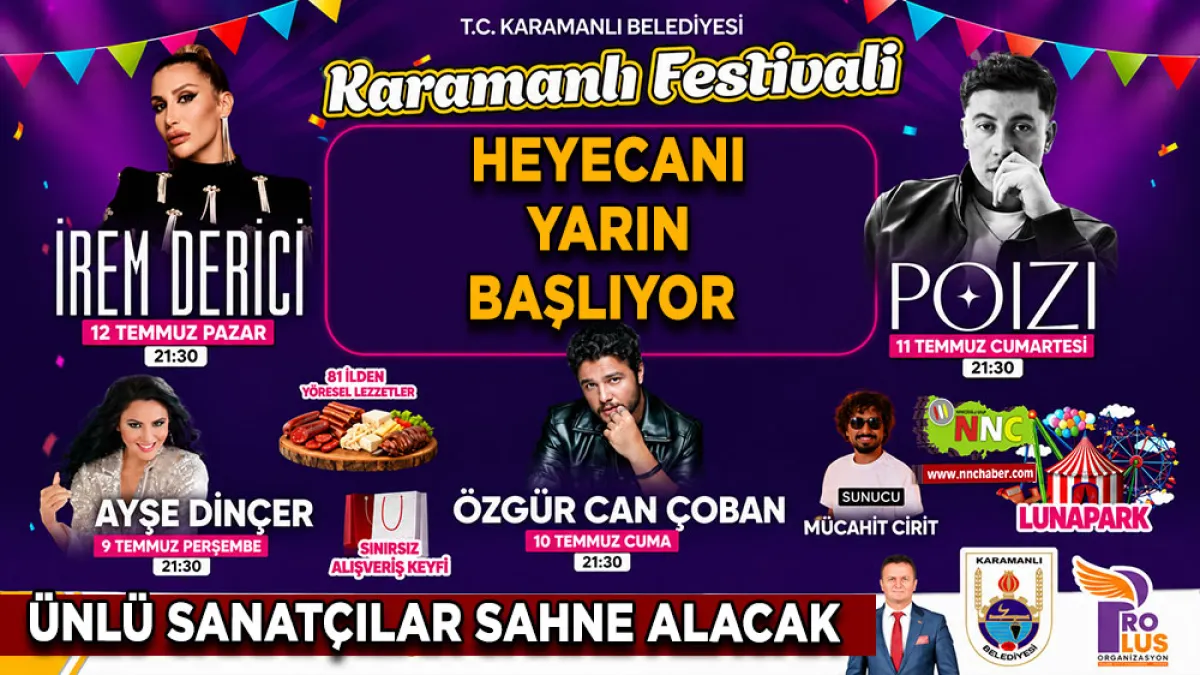 Karamanlı'da Festival heyecanı yarın başlıyor Ünlü sanatçılar sahne alacak