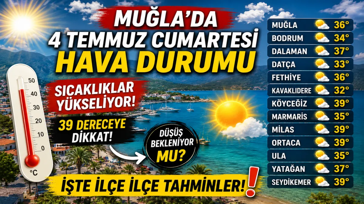 Muğla'da 4 Temmuz hava durumu Termometreler 39 dereceyi gösterecek