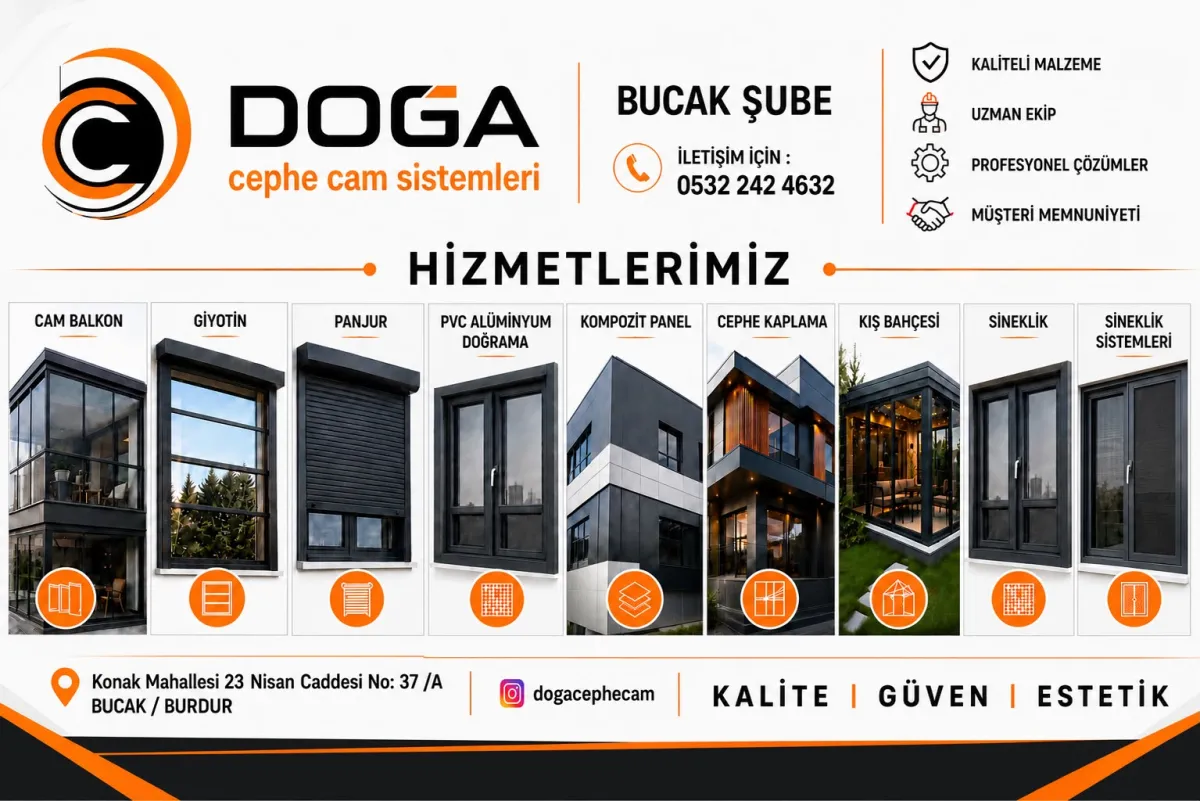 Bucak’ta Yapılara Modern Dokunuş: Doğa Cephe Cam Sistemleri