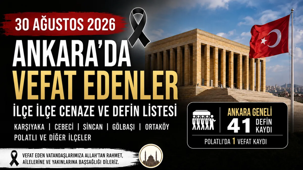 Ankara’da Bugün Kimler Vefat Etti? 30 Ağustos 2026 İlçe İlçe Vefat ve Defin Listesi