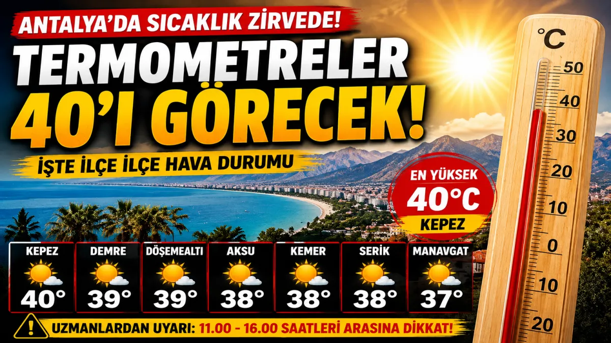 Antalya’da termometreler 40’ı görecek! İşte ilçe ilçe hava durumu