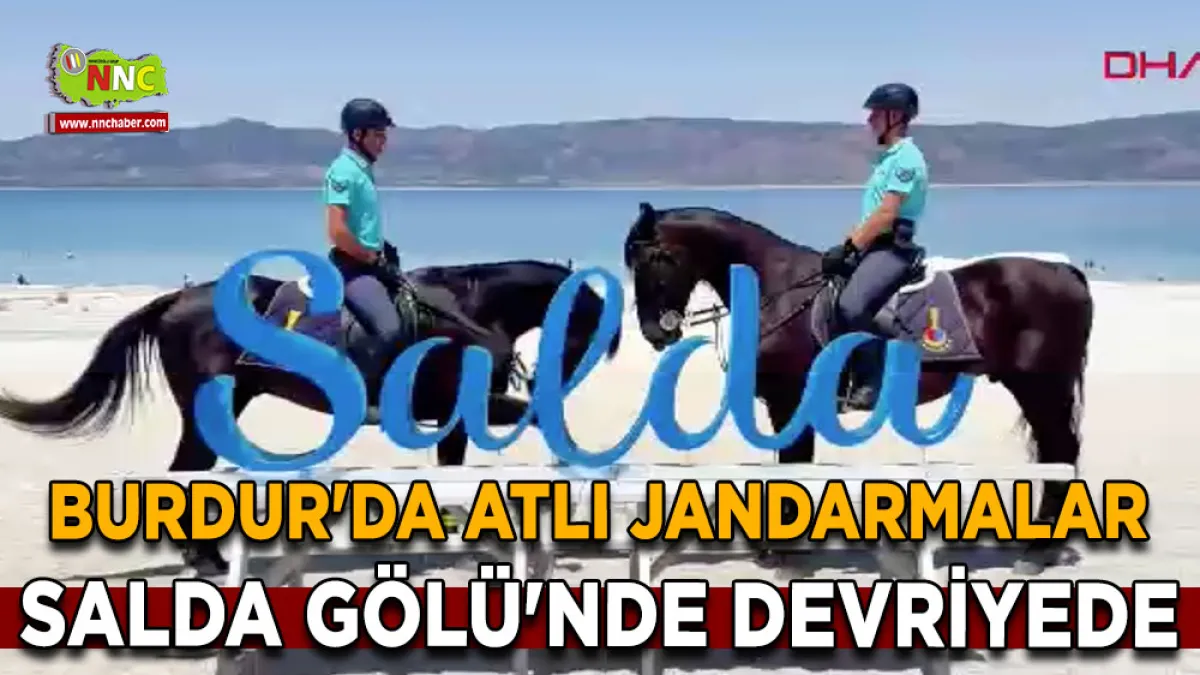 Burdur'da Atlı jandarmalar Salda Gölü'nde devriyede