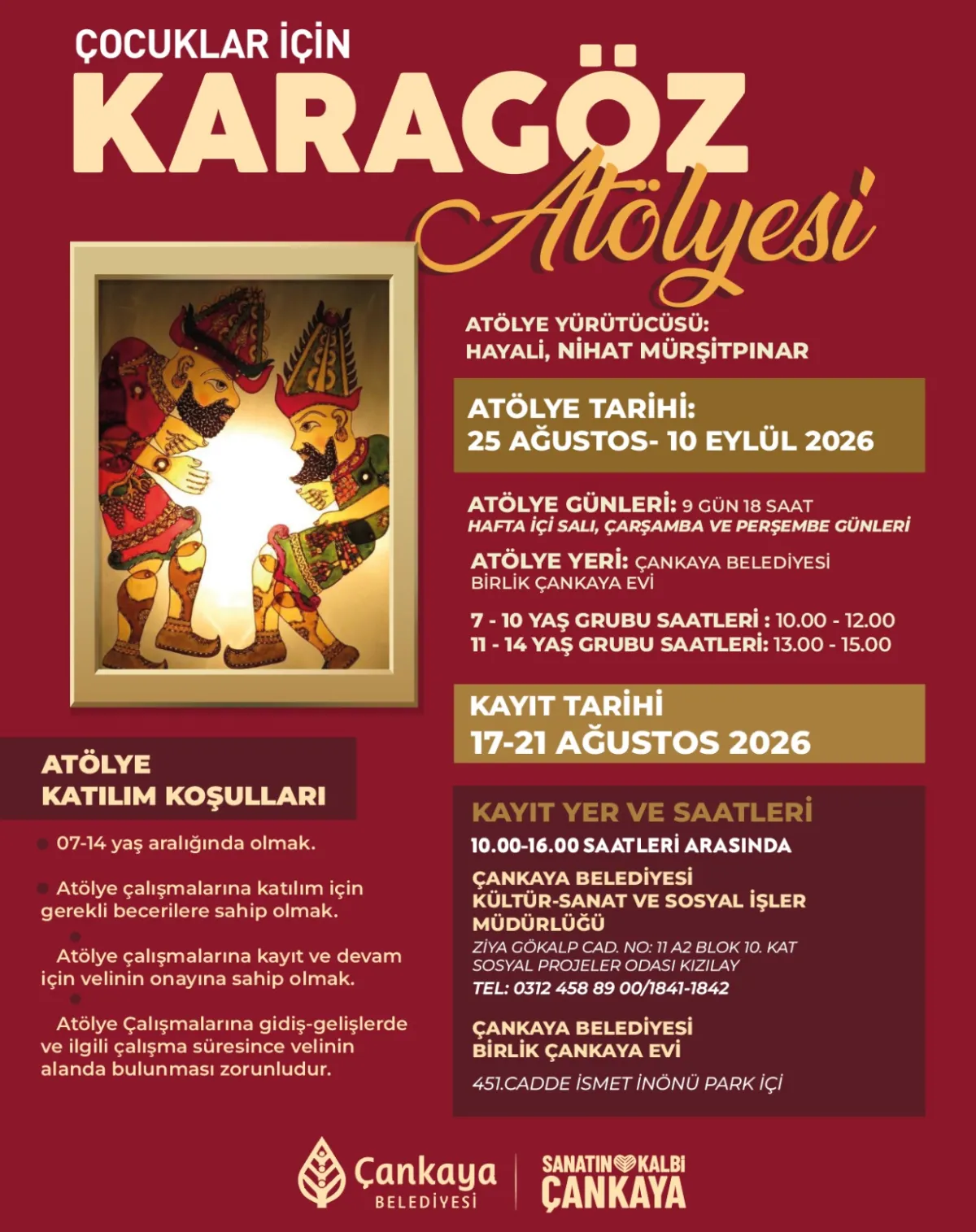 Çankaya’da Çocuklar İçin Karagöz Atölyesi Başlıyor