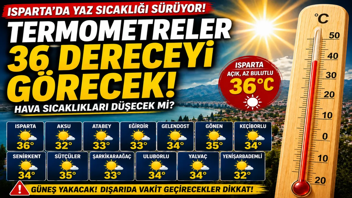 Isparta’da sıcaklar devam ediyor! Termometreler 36 dereceyi görecek