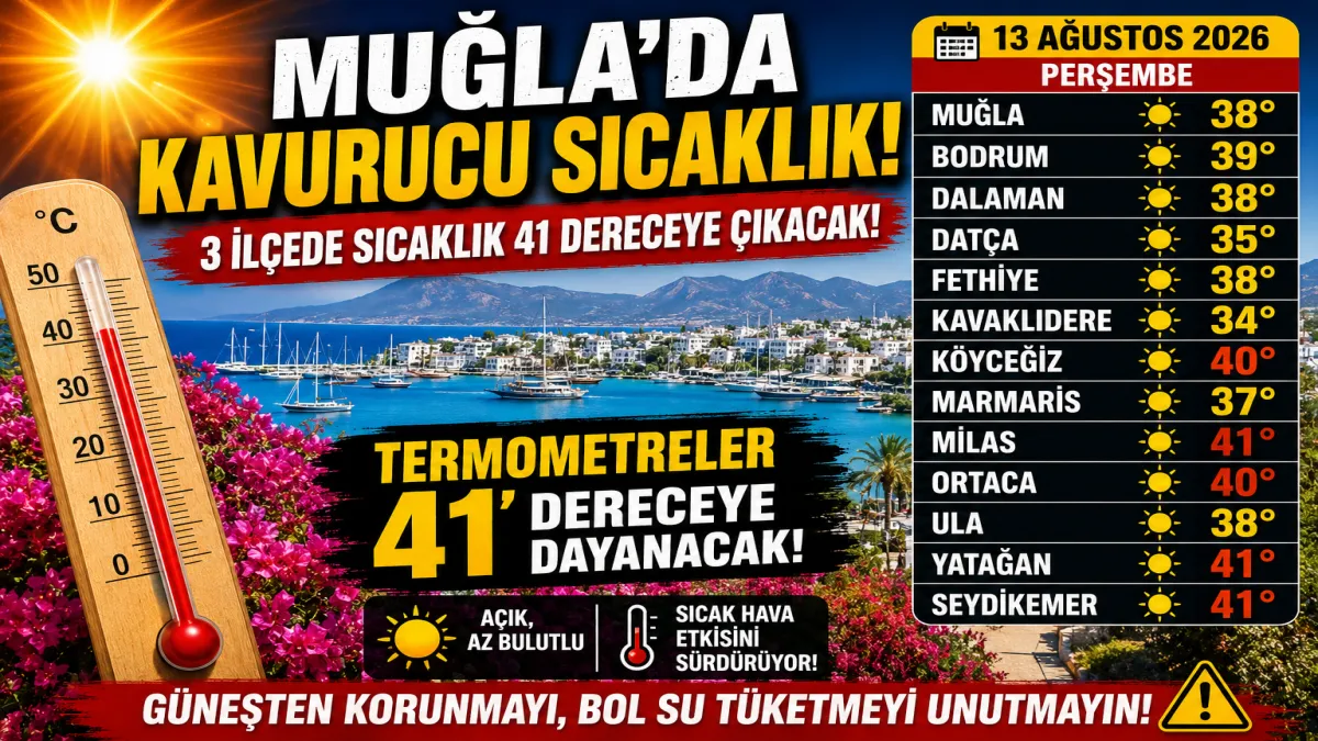 Muğla’da kavurucu sıcaklık! 3 İlçede termometreler 41 dereceyi görecek