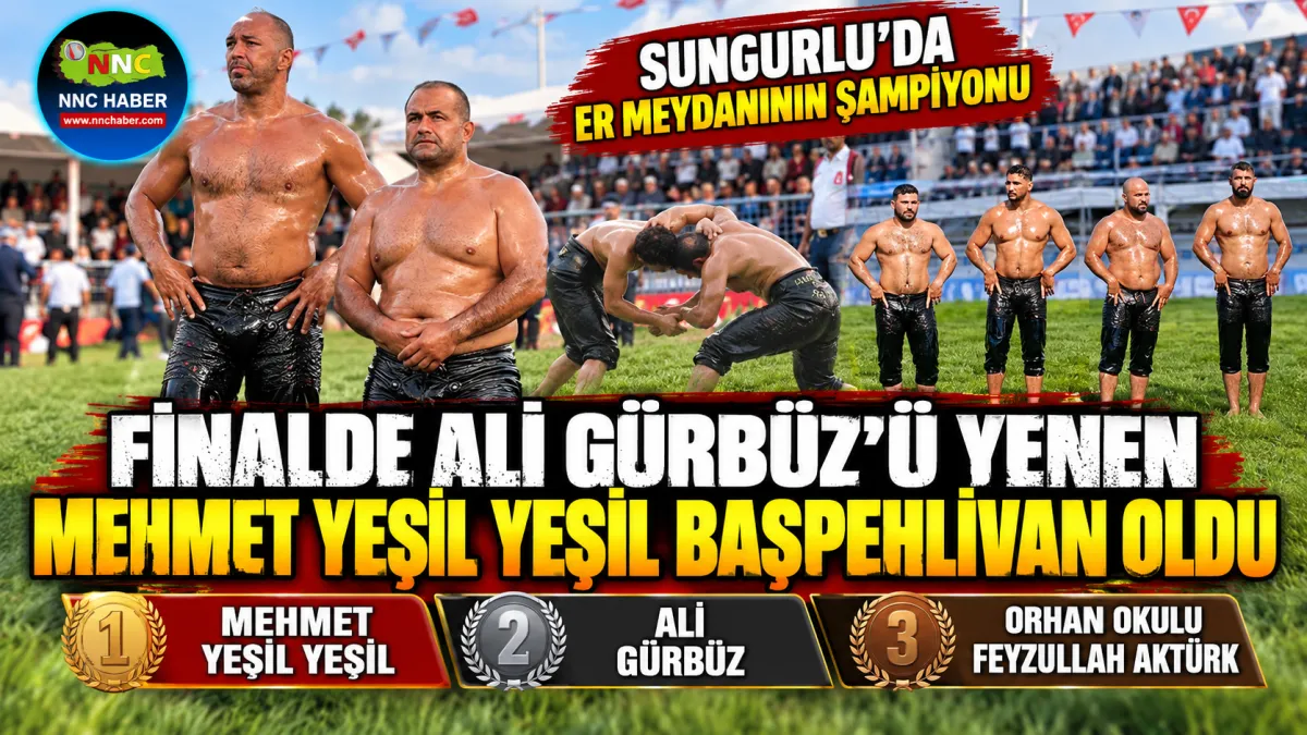 2026 Çorum Sungurlu’da Dev Final! Ali Gürbüz’ü Yenen Mehmet Yeşil Yeşil Başpehlivan Oldu