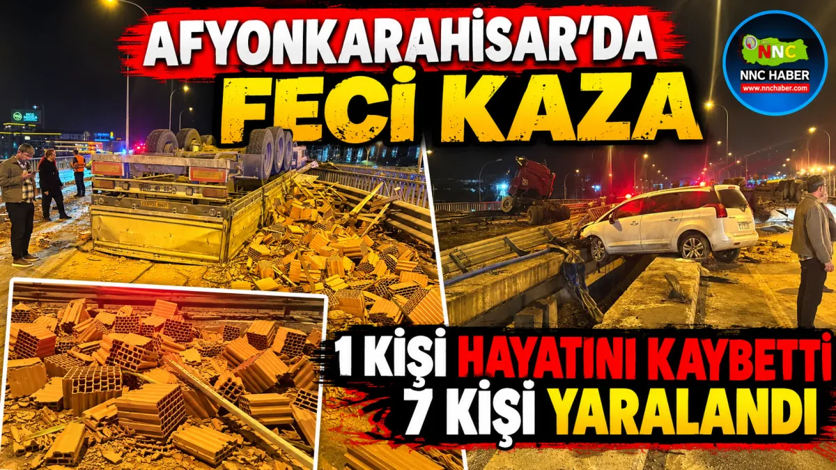 Afyonkarahisar-İzmir Yolunda Facia zincirleme kaza  1 Ölü, 7 Yaralı