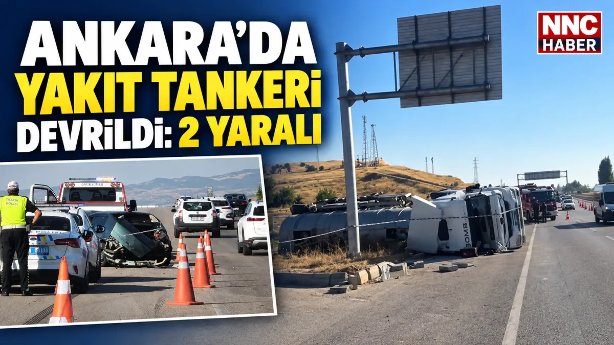 Ankara-İstanbul Kara Yolunda Yakıt Tankeri çarpışarak Devrildi: 2 Yaralı