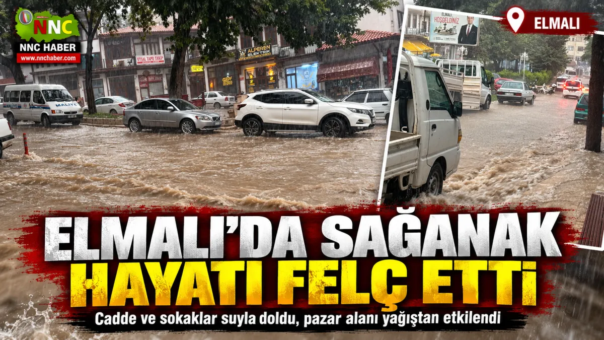 Antalya Elmalı’da Sağanak Alarmı: Pazar Yerini Su Bastı, Esnaf Zor Anlar Yaşadı