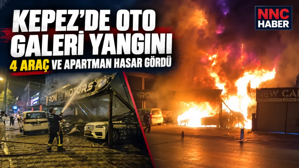 Antalya Kepez’de gece Yarsı Oto Galeri Yangını 4 Araç ve Apartman Hasar Gördü