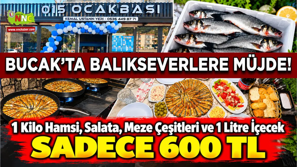 Bucak’ta Balıkseverlere Müjde! 1 Kilo hamsi, salata, meze çeşitleri ve 1 Litre içecek sadece 600 TL