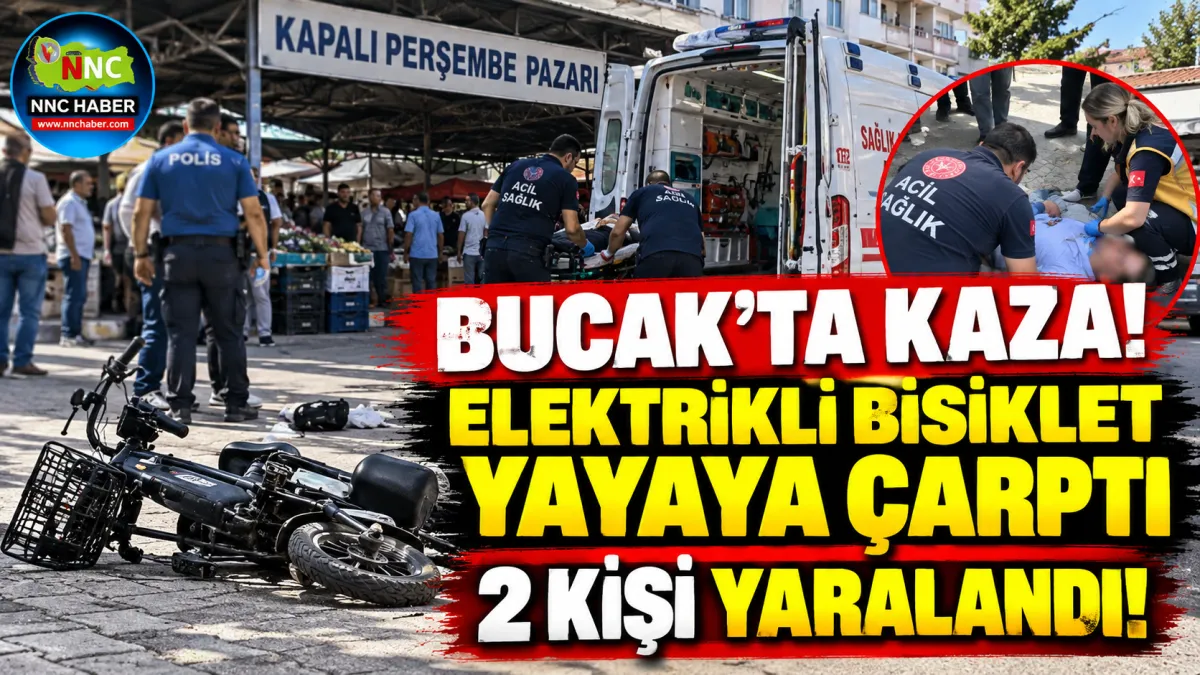 Bucak’ta Elektrikli Bisiklet Yayaya Çarptı 2 Kişi Yaralandı
